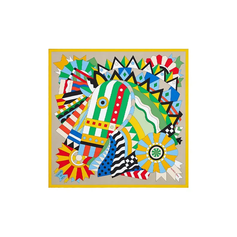 HERMES Celebration Steed Silk Scarves Women's Multicolor-0