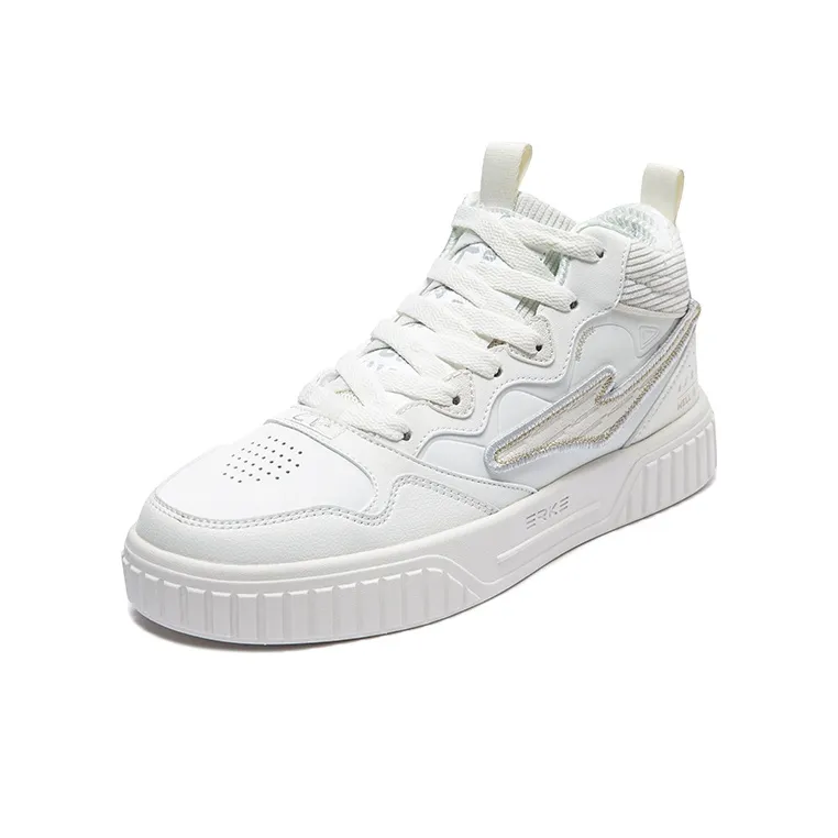 Erke Mid Top Skateboard Shoes Women's Ivory White Dew Gray-2