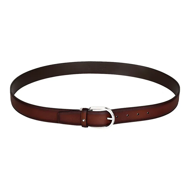 MONTBLANC Leather Belts Men's Dark Coffee Width 3.5cm-1