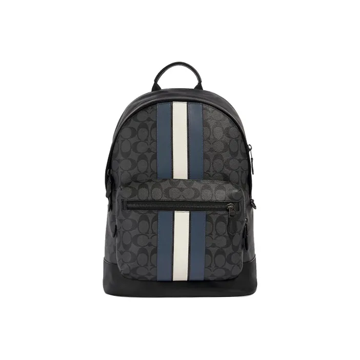COACH West Backpack In Signature Canvas With Varsity Stripe-0