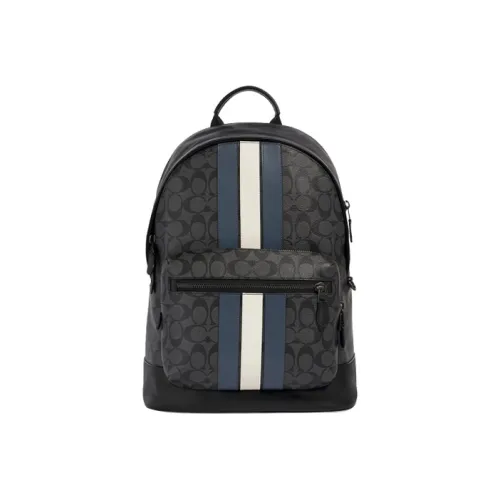 COACH West Backpack In Signature Canvas With Varsity Stripe