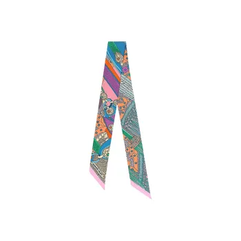 HERMES Silk Scarves Women's Multicolor Green Pink