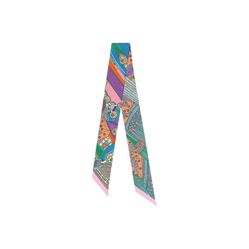 HERMES Silk Scarves Women's Multicolor Green Pink-0