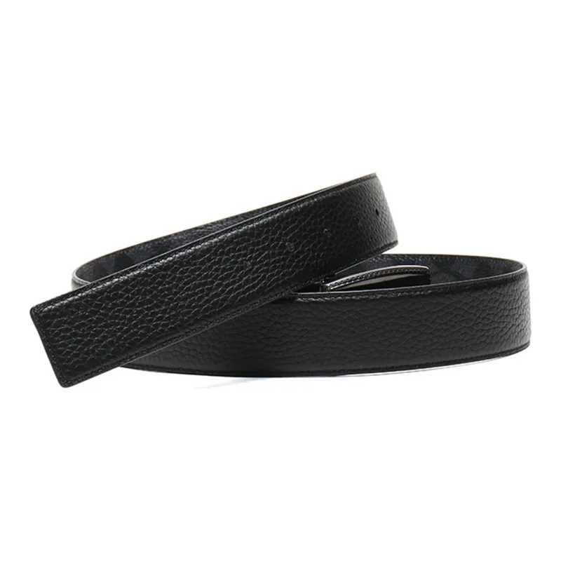 COACH Canvas Leather Belts Men's Carbon Gray Black Width 3.7cm-4