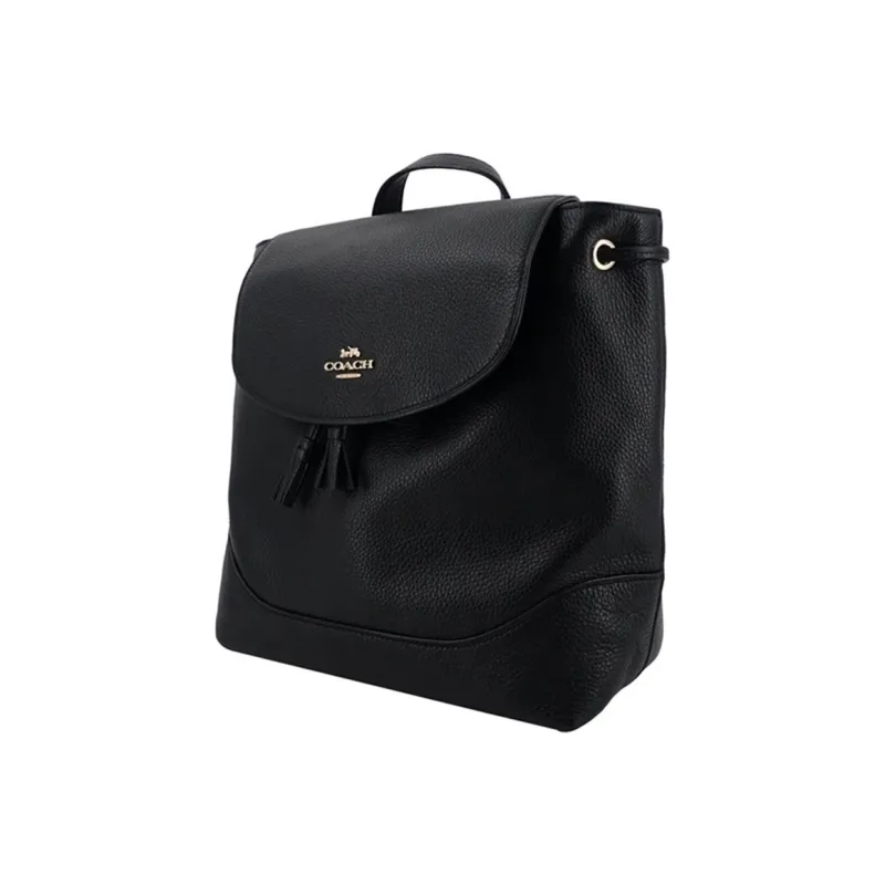 COACH Elle Litchi Grain Leather Backpack Medium Size Women's Black-2