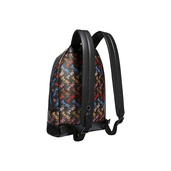 COACH Barrow Canvas With Leather Backpack Regular Men's Multicolor-1