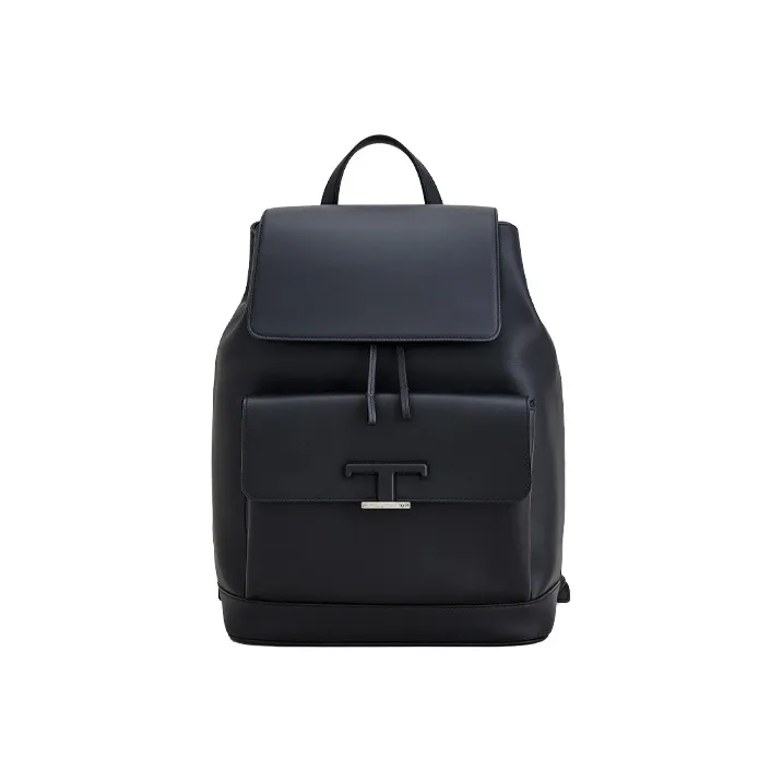 TOD'S Timeless Cow Leather Backpack Medium Size Men's Black-0