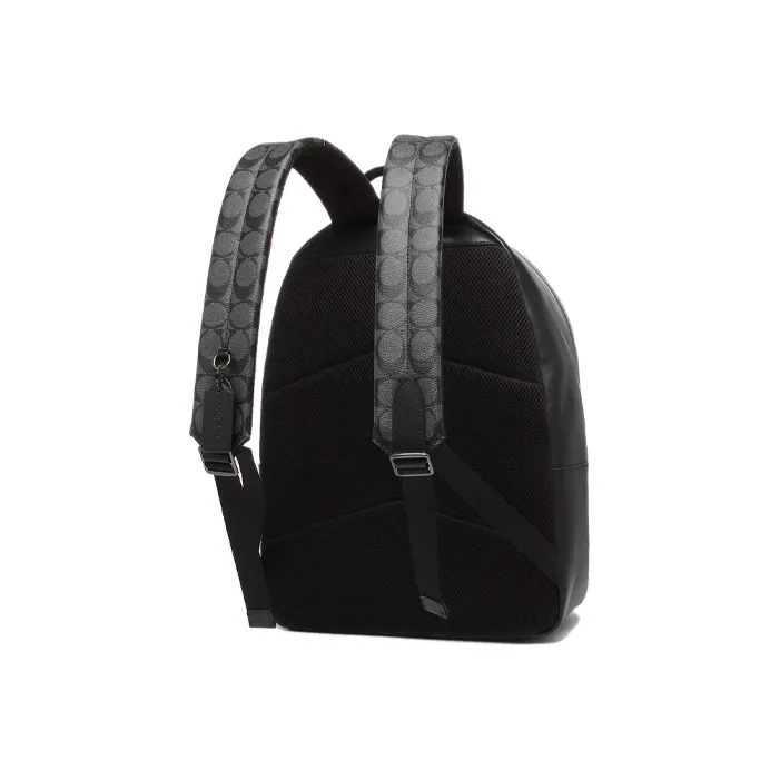 COACH Houston Canvas With Leather Backpack Medium Size Men's Charcoal/Black-3