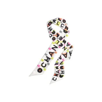 CHANEL Silk Scarves Unisex White