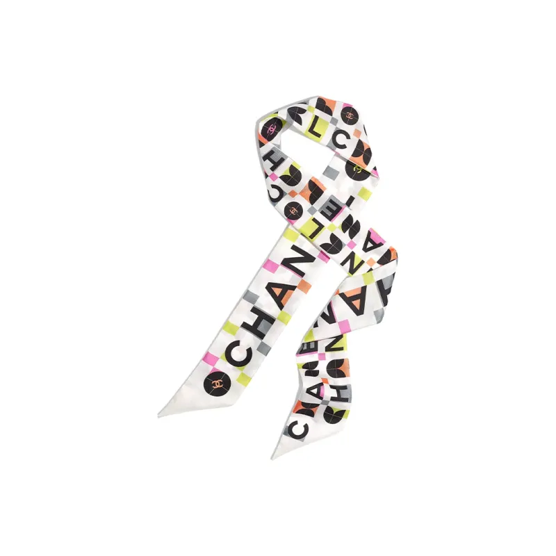 CHANEL Silk Scarves Unisex White-0