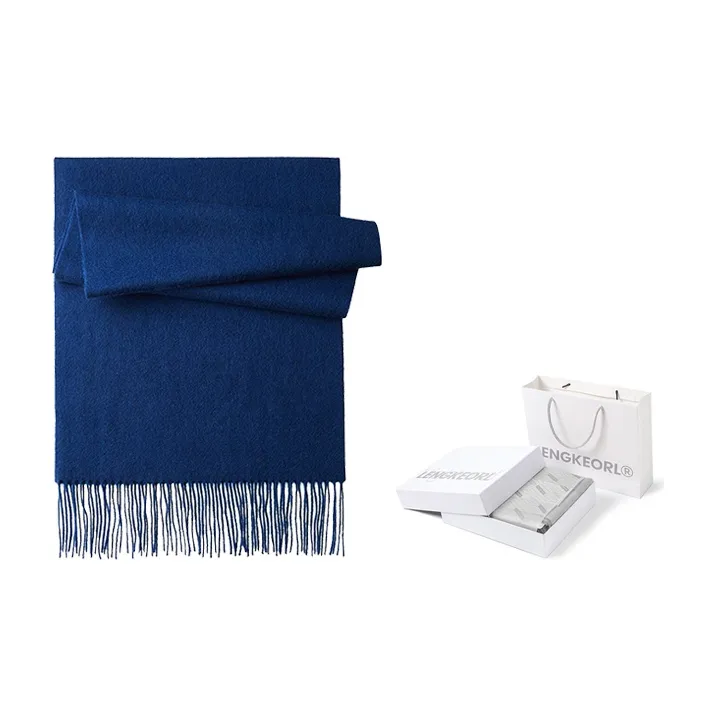 LENGKEORL Wool Knit Scarves Unisex Red-15