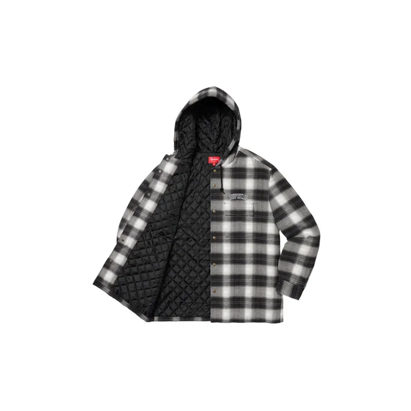Supreme Quilted Hooded Plaid Shirt-1