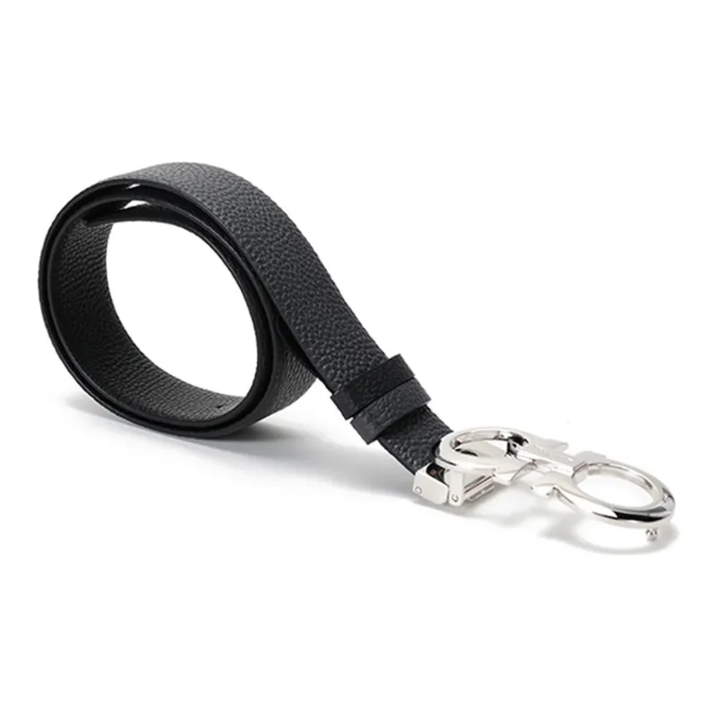 FERRAGAMO Cowhide Board Buckle Double-Sided Belt Leather Belts Women's Gray Blue Black Width: 3.2CM-1