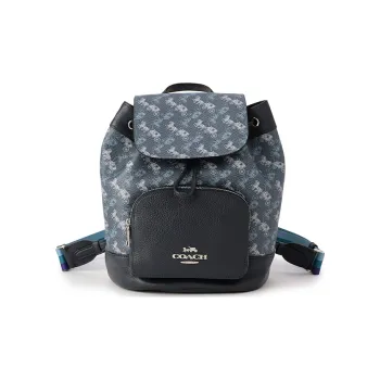 COACH Jes Patched PVC Bucket Bag Backpack Medium Size Women's Blue Gray