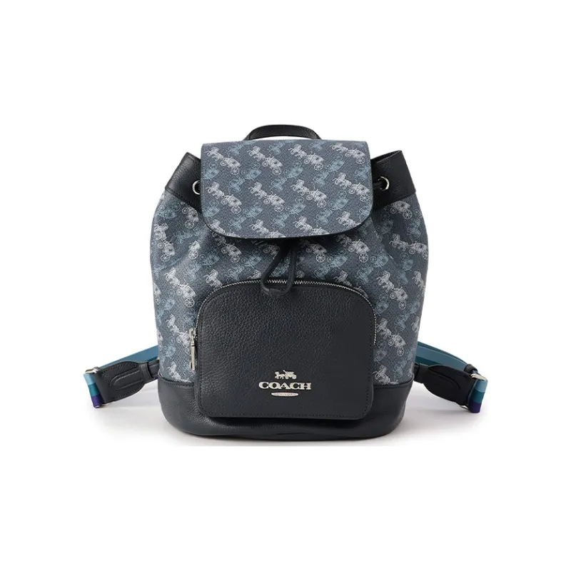 COACH Jes Patched PVC Bucket Bag Backpack Medium Size Women's Blue Gray-0
