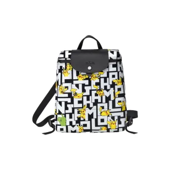 LONGCHAMP Pokémon Collaboration Le Pliage Canvas Backpack Regular Women's Black