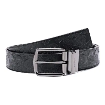 COACH Leather Leather Belts Men's Black Width  3.5cm