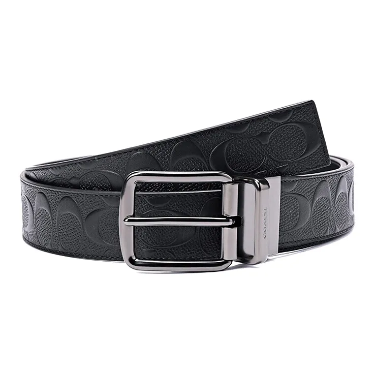 COACH Leather Leather Belts Men's Black Width  3.5cm-0