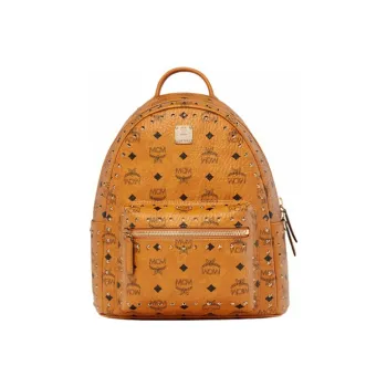 MCM Artificial Leather Handbag, Backpack, Backpack Trumpets Unisex Brown Cognac