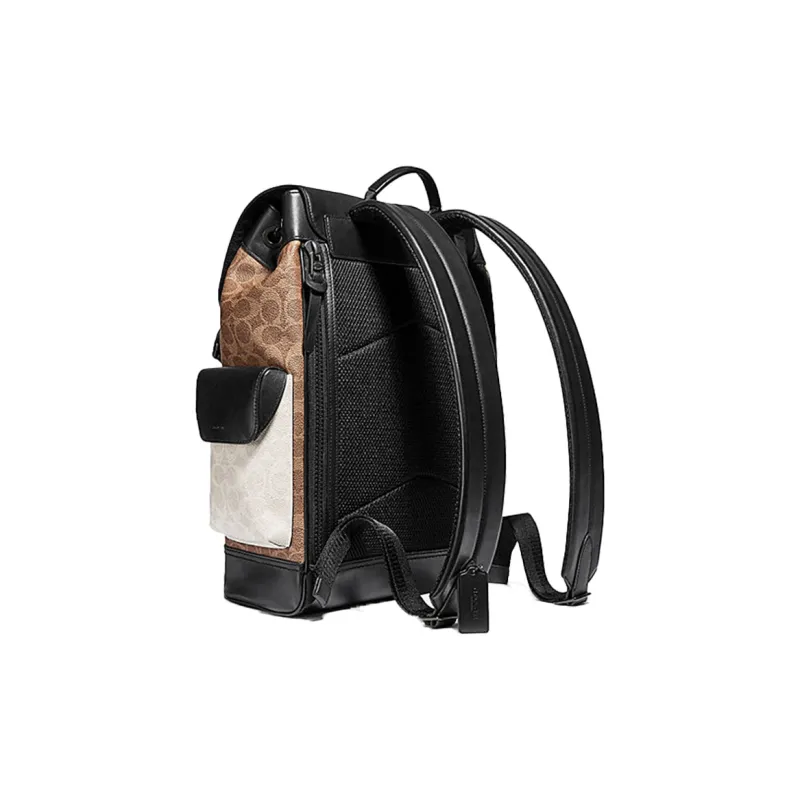 COACH Rivington Canvas With Calfskin Travel Bag Backpack Tubas Men's Charcoal Black & Brown-1