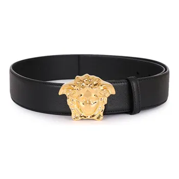 FANSIZHE Cow Leather Belts Men's Black Width  3.8cm