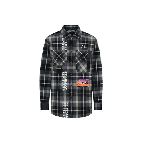 EVISU Shirts Men Green Check