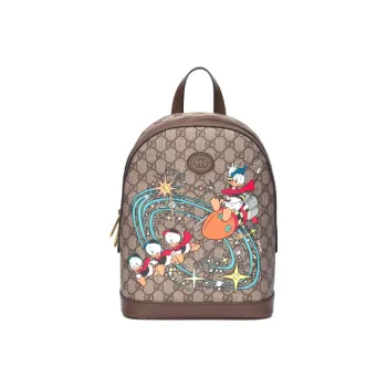 GUCCI Disney Collaboration Canvas With Leather Backpack Small Size Unisex Ebony