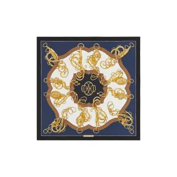 HERMES Silk Scarves Unisex Navy Blue