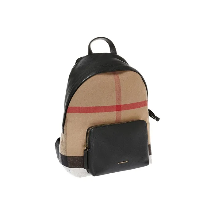 Burberry Canvas With Leather Backpack Regular Unisex Black & Yellow Brown-1