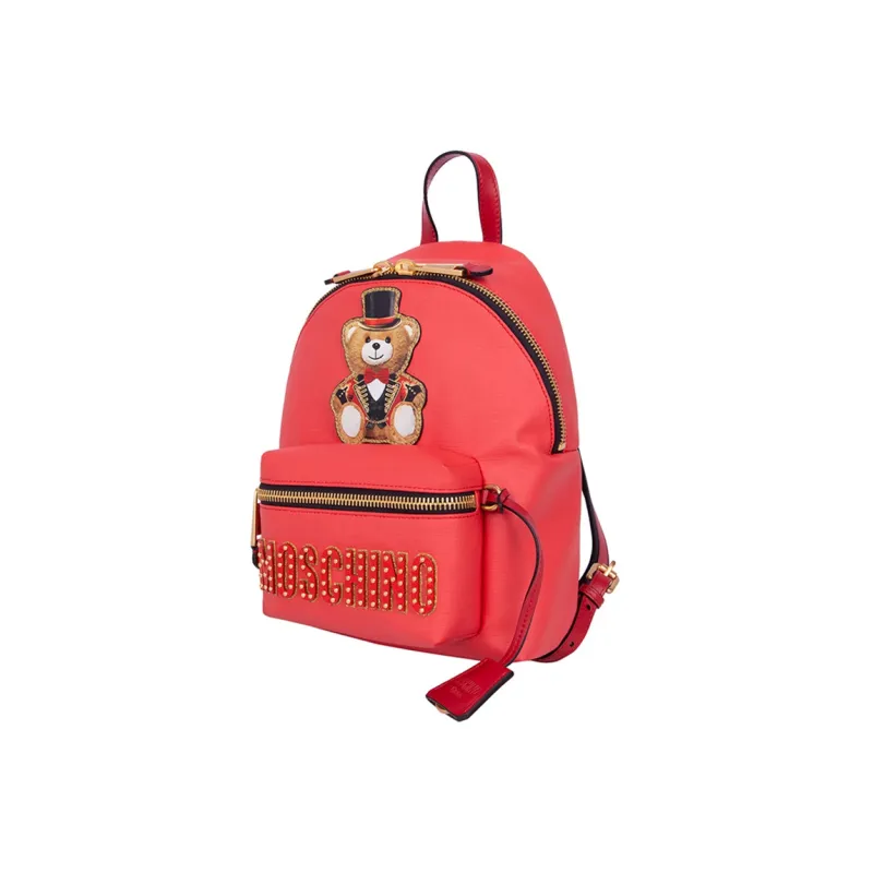MOSCHINO Leather Backpack Women's Red-1