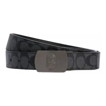 COACH Double-Sided Square Decorative Patch Smooth Buckle Leather Belts Men's