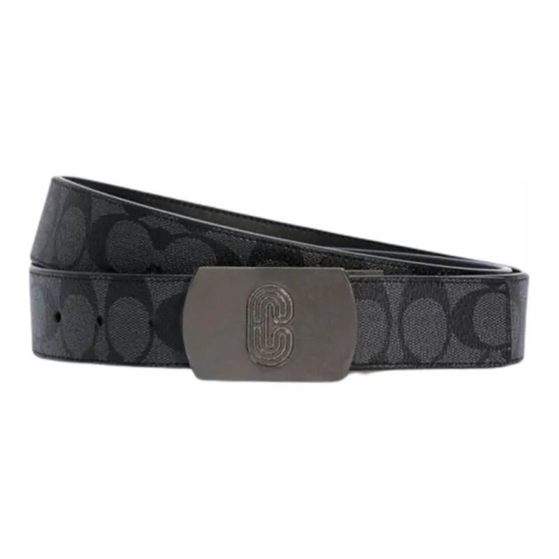 COACH Double-Sided Square Decorative Patch Smooth Buckle Leather Belts Men's-0