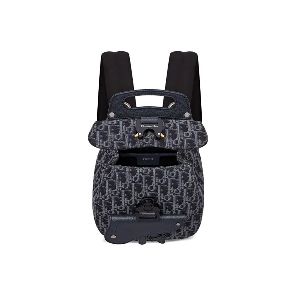 DIOR Saddle Cowhide Patchwork Canvas Backpack Mini Unisex Blue-3