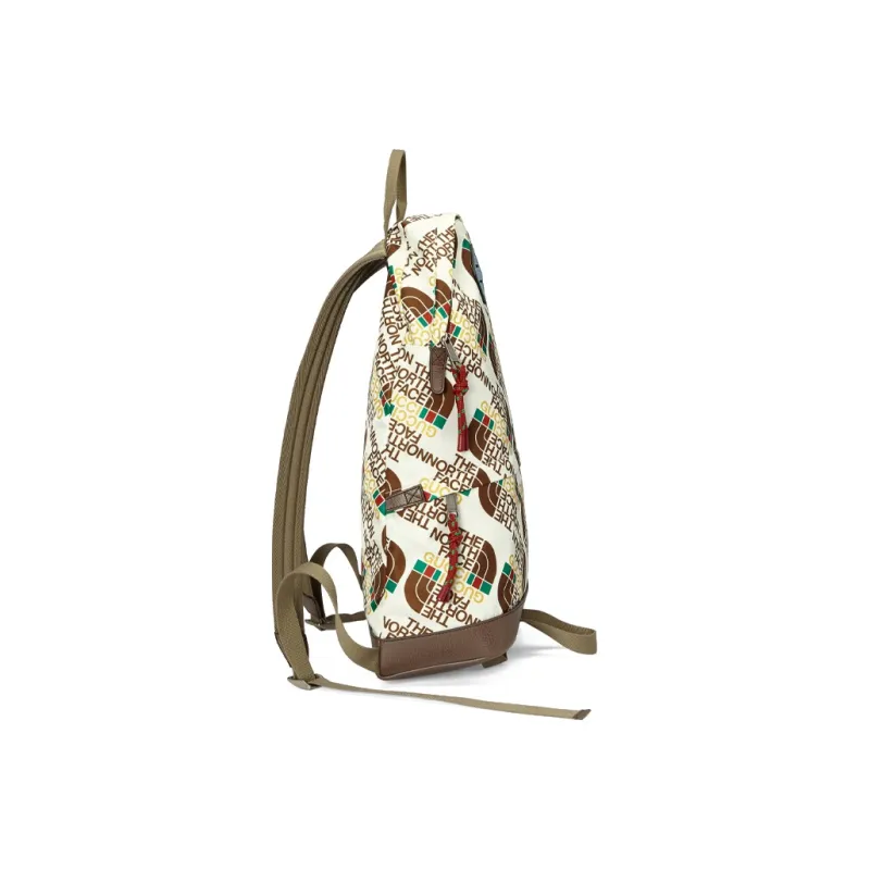 GUCCI The North Face Collaboration Nylon Fabric Backpack Medium Size Unisex Beige, Brown & Multicolor-3