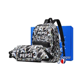 Pepsi Nylon Fabric Shoulder Bag, Crossbody Bag, Backpack Regular Unisex Black White
