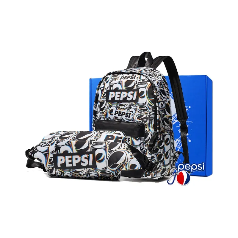 Pepsi Nylon Fabric Shoulder Bag, Crossbody Bag, Backpack Regular Unisex Black White-0