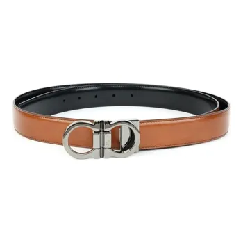 Ferragamo Leather Belts Unisex Brown Yellow