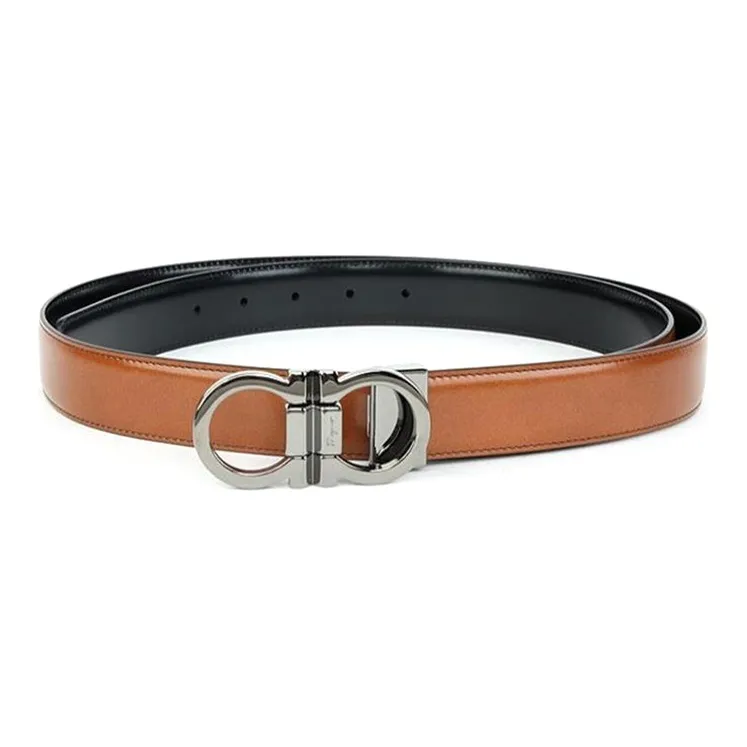 Ferragamo Leather Belts Unisex Brown Yellow-0