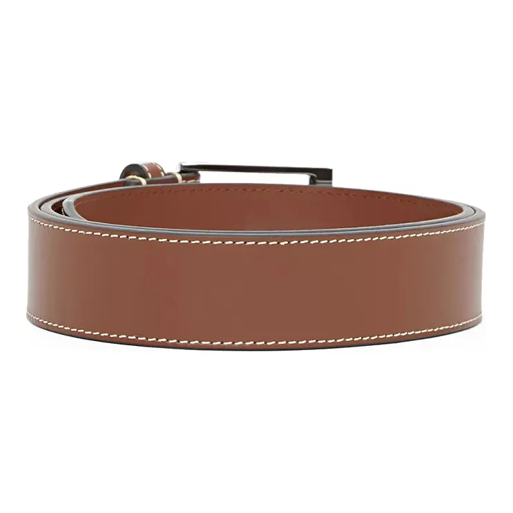 Burberry Chenille Thread Leather Tan Men's Width: 3.5cm-1