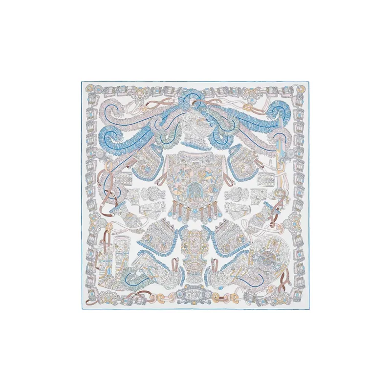 HERMES Silk Scarves Unisex Blue-0