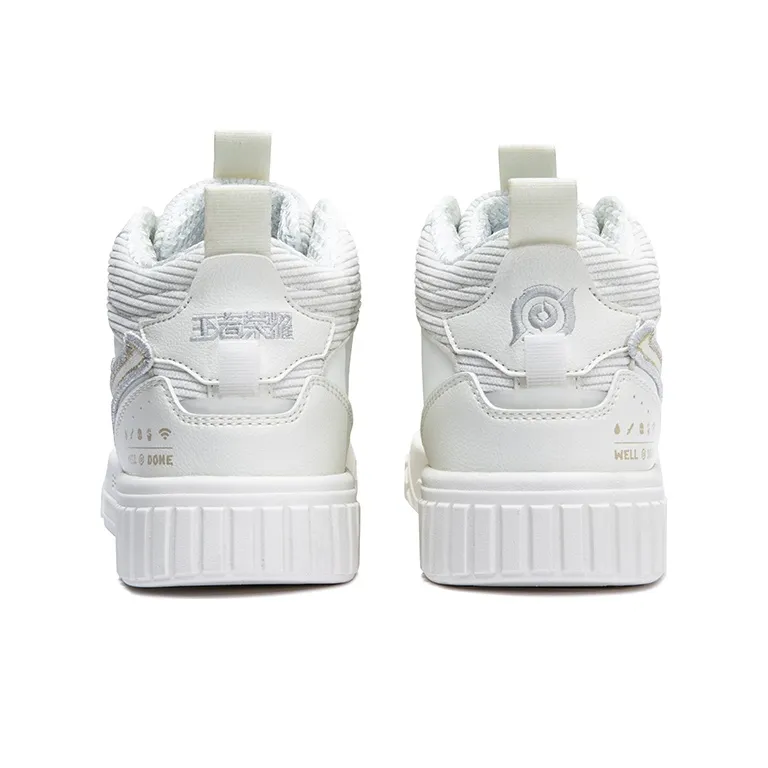 Erke Mid Top Skateboard Shoes Women's Ivory White Dew Gray-3