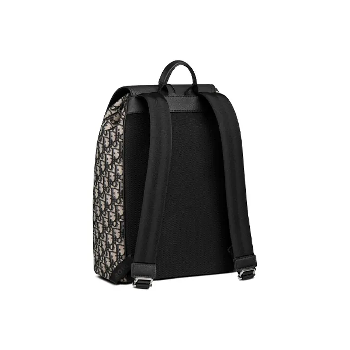 DIOR D-Motion Grained Calfskin Backpack Regular Men's Beige/Black-2