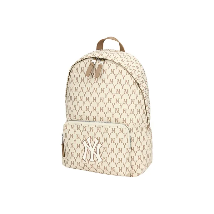 MLB Monogram Collection Nylon Backpack Large Size Unisex Beige-1