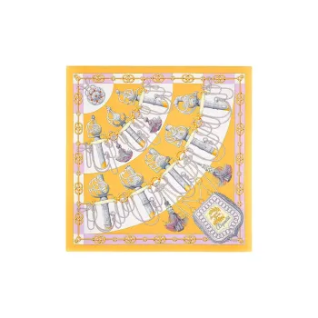 HERMES Silk Scarves Women's Sunlight Yellow/Parmesan Purple