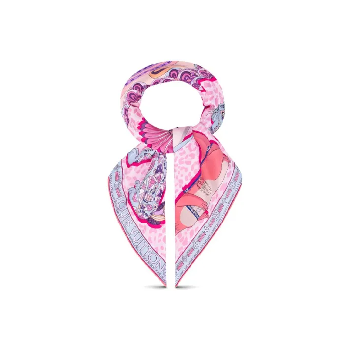 LOUIS VUITTON Silk Scarves Women's Pink-2