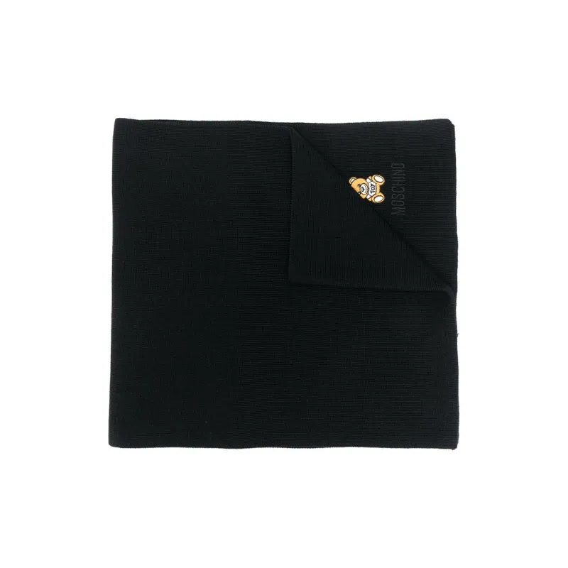 MOSCHINO Teddy Knit Scarves Unisex Black-0