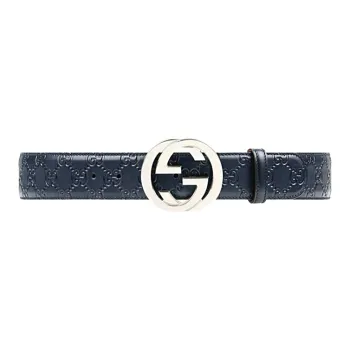 GUCCI Double G Classic Smooth Buckle Leather Belt Men's Width 4cm