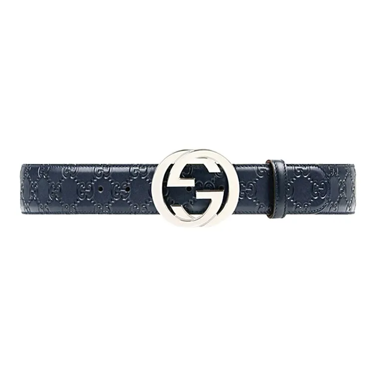 GUCCI Double G Classic Smooth Buckle Leather Belt Men's Width 4cm-0