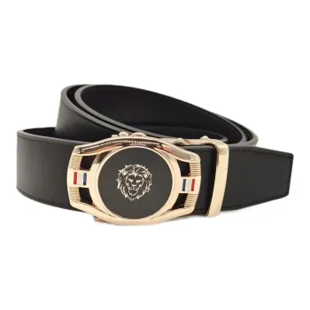 FREE RABBITⅡ Front Animal Pattern Automatic Buckle Cow Leather Leather Belts Men's Black