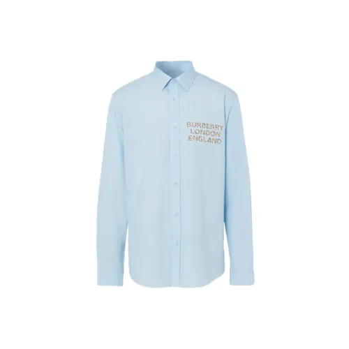 Burberry Shirts Men Light Blue